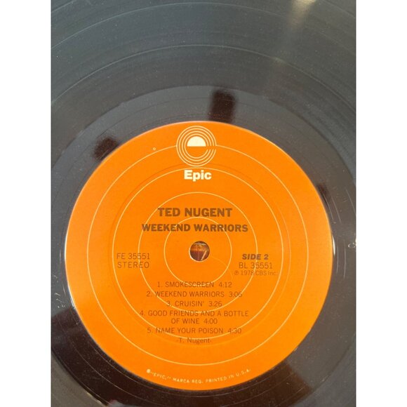 Ted Nugent "Weekend Warriors" Vinyl LP - Rock Out With Your Record Out! BL 35551 - Picture 7 of 8